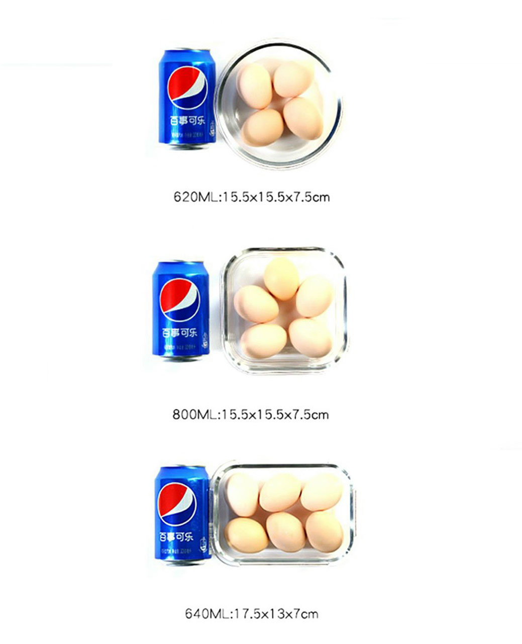 Hộp Thủy Tinh Chịu Nhiệt Chữ Nhật 640ml - Nắp Có Ron Chống Tràn - Hộp Thuỷ Tinh Đựng Thực Phẩm