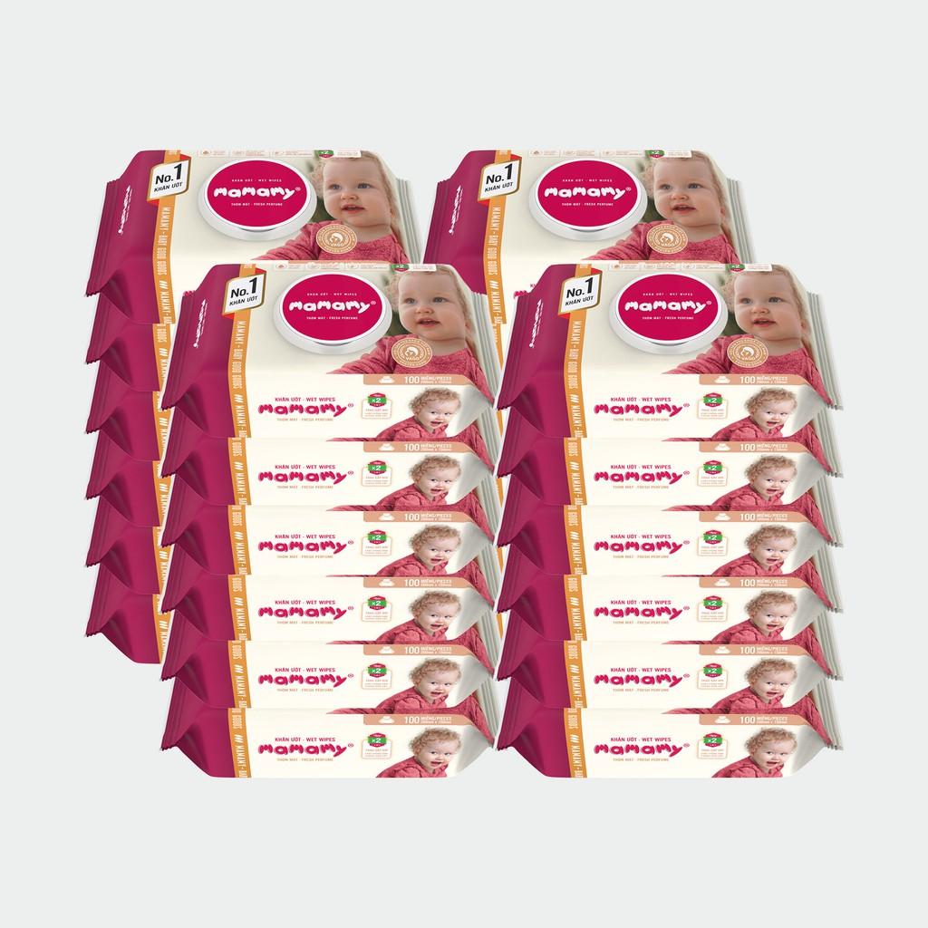 Combo 24 gói Khăn Ướt Mamamy 80 Tờ bổ sung chống hăm, kháng khuẩn an toàn cho bé