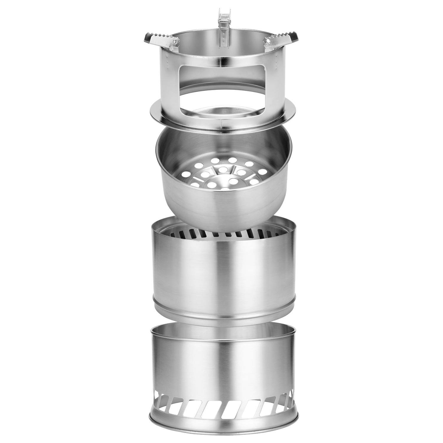 Outdoor Camping Furnace End Deconstructable Stoves Portable Picnic Barbecue Stoves Windproof Cooking Stainless Steel