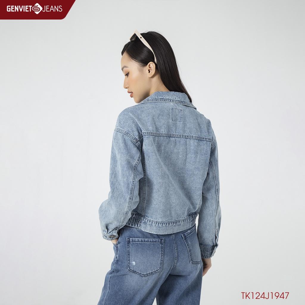 Áo Khoác Jeans Nữ Cổ Biker GENVIET TK124J1947