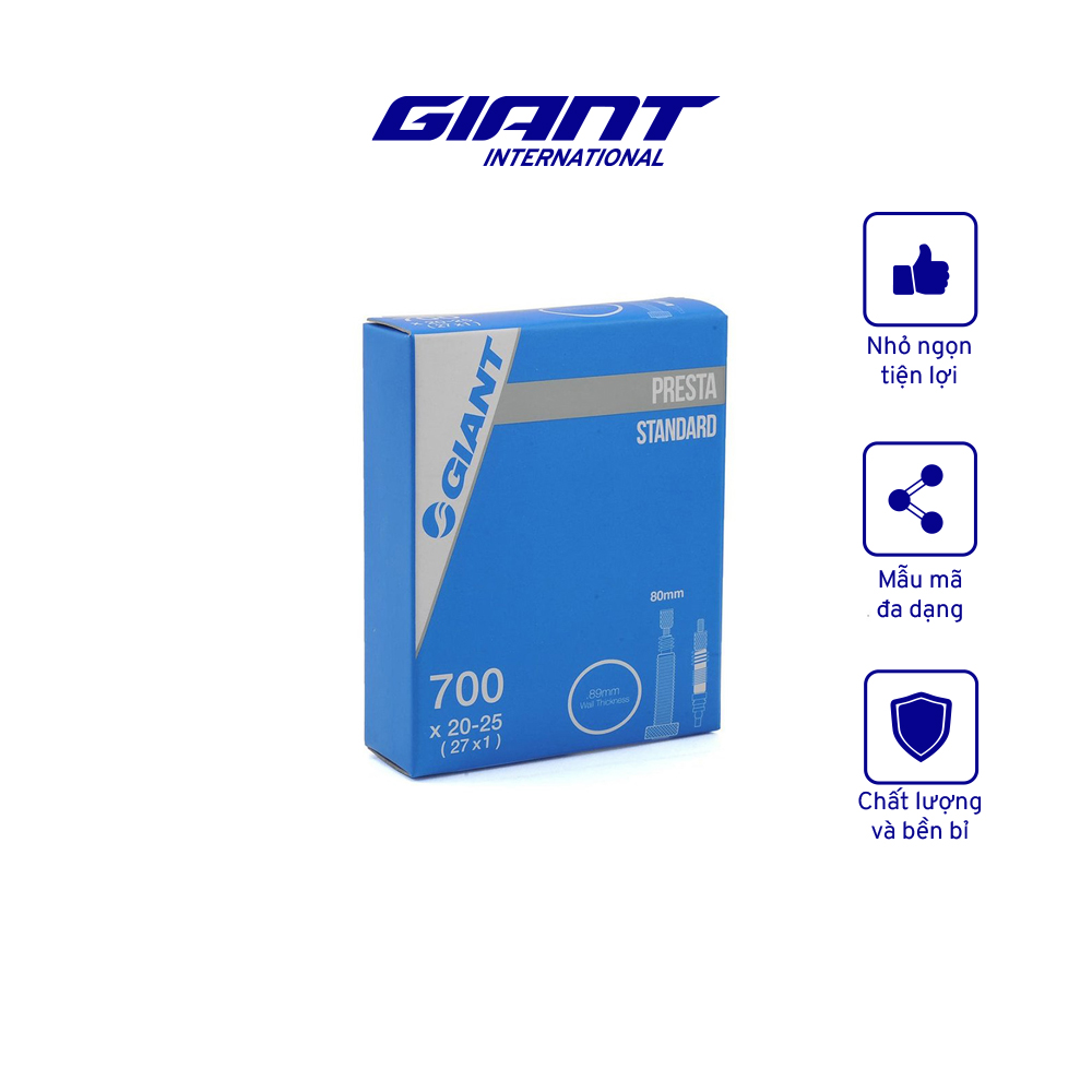 [FREESHIP] Ruột Xe Đạp GIANT 700x20-25 PV 80mm Threaded Innertube And Valve