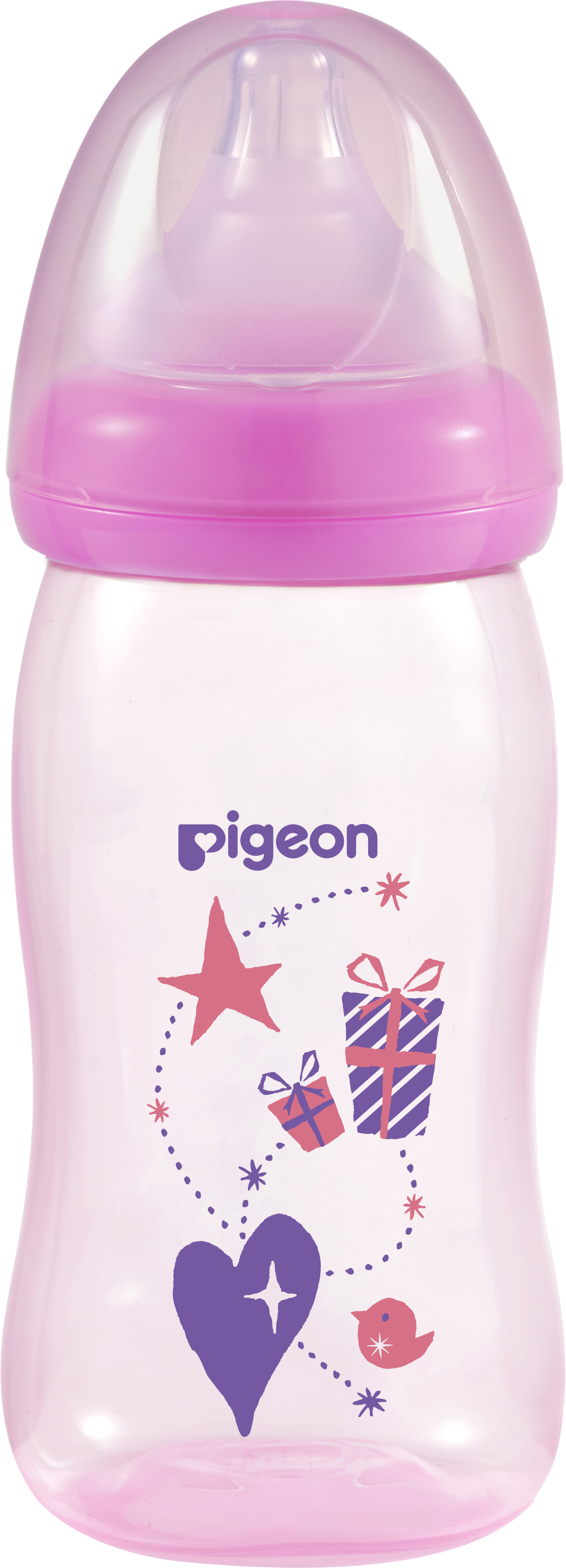 Bình sữa cổ rộng PP Plus họa tiết xanh/hồng Pigeon 240ml (M) (HSD:11/2025)