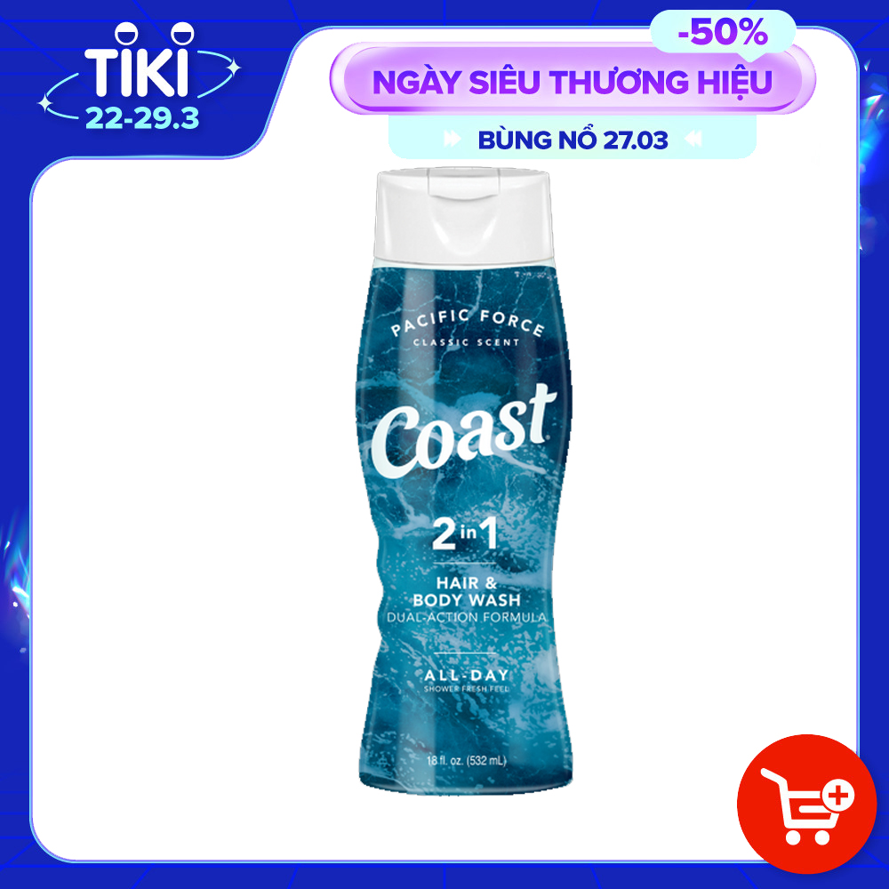 Sữa tắm coast sữa tắm nam 2in1 Coast Hair &amp; Body Wash Classic Scent 532ml Pacific Force