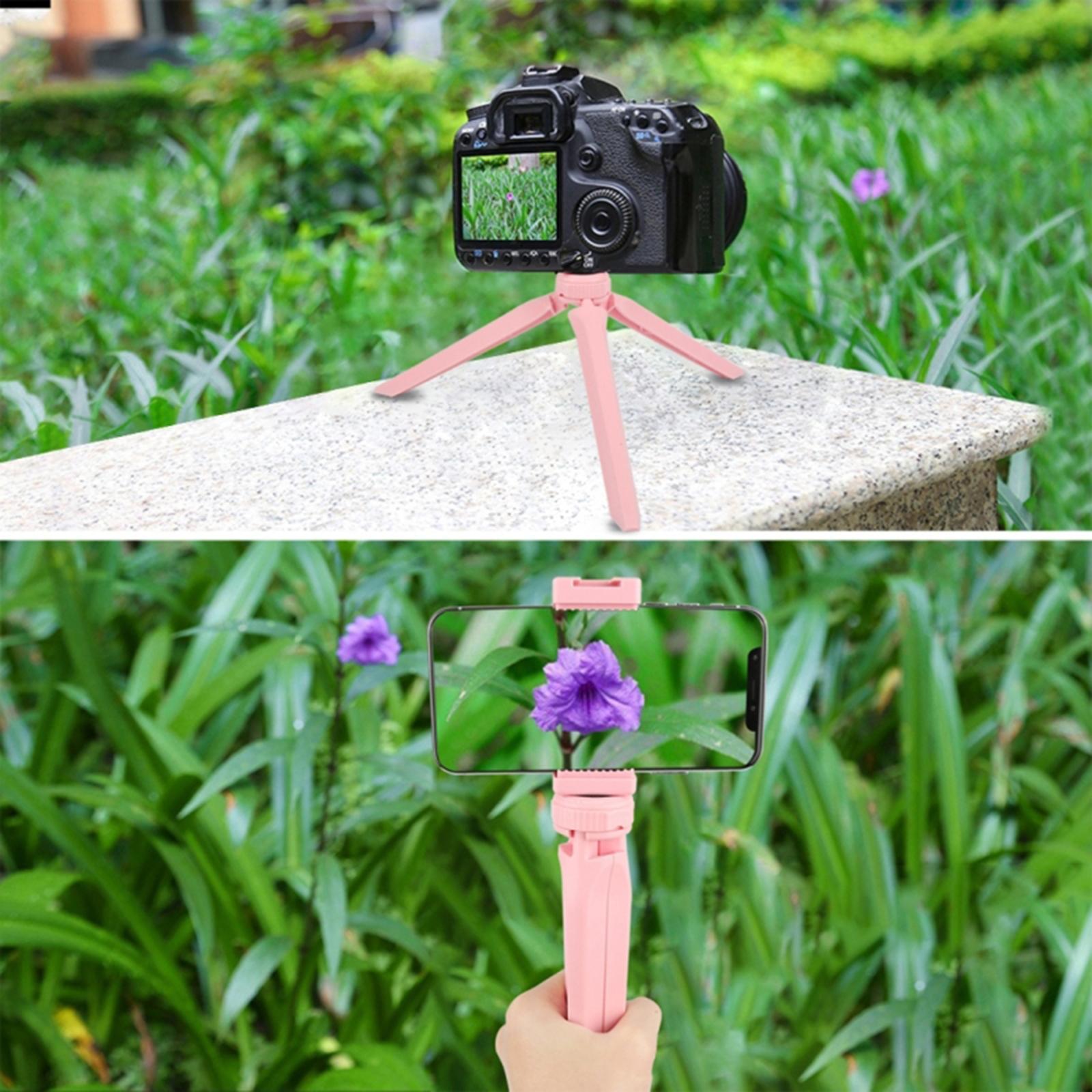 Mini Tripod Camera Mount Stand Mobile Phone Clamp Holder 1/4'' Pink