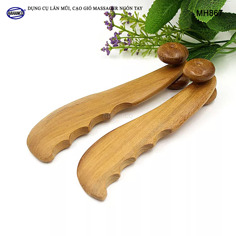 Dụng cụ lăn mũi và Mát xa ngón tay, cạo gió ấn huyệt bằng Gỗ Bách Xanh hình răng cưa Chăm sóc sức khỏe