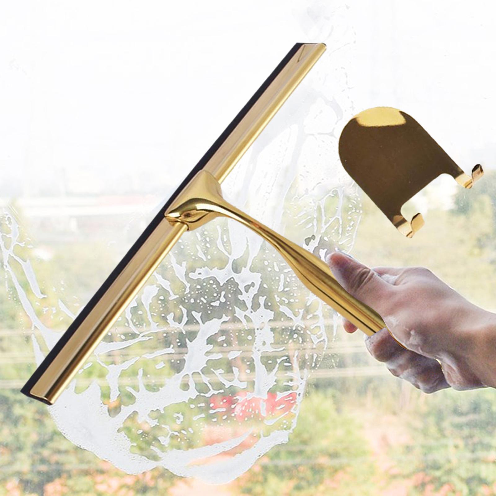 2x Glass Wiper w/ Hook Holder Water Scraper Blade for Windows Bathroom Sink