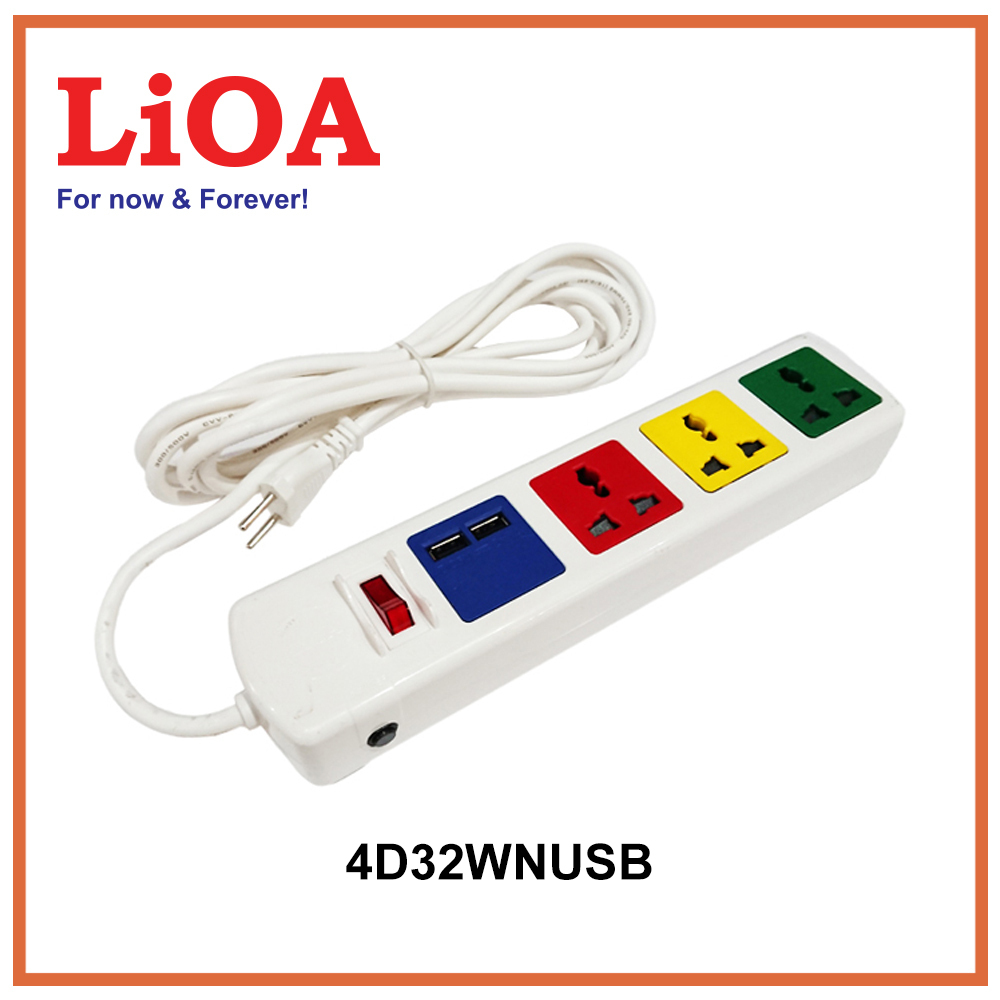 Ổ cắm đa năng Lioa có cổng sạc usb 4d32wnusb - Trắng