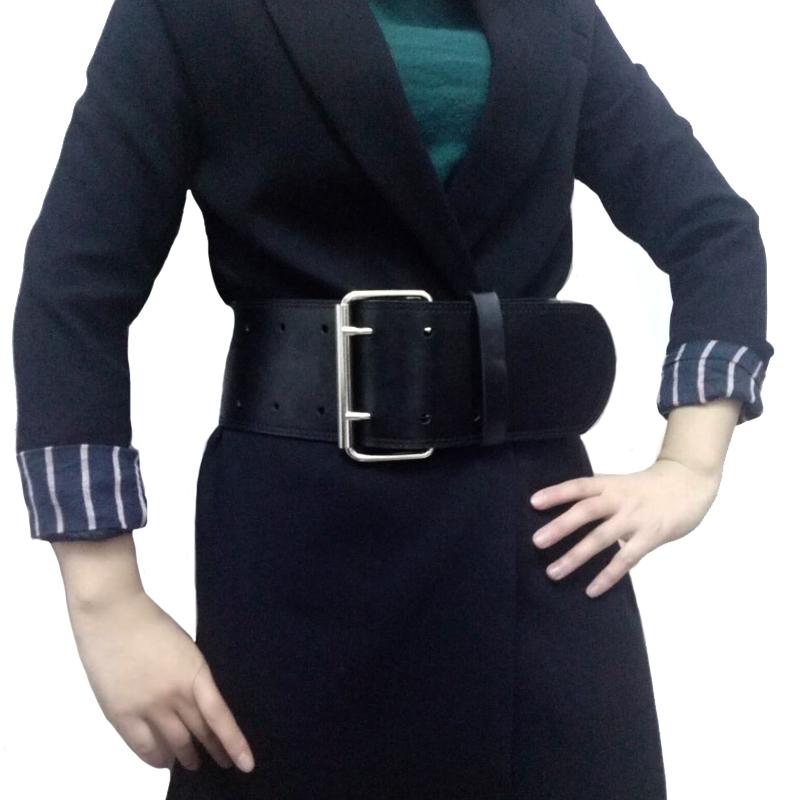 Cổ Điển Thời Trang Lớn Kim Loại Khóa Pin Kép Nữ Rộng Thắt Lưng Nữ Thiết Kế Cao Cấp Nữ Casual Dây Da Mùa Đông áo Khoác