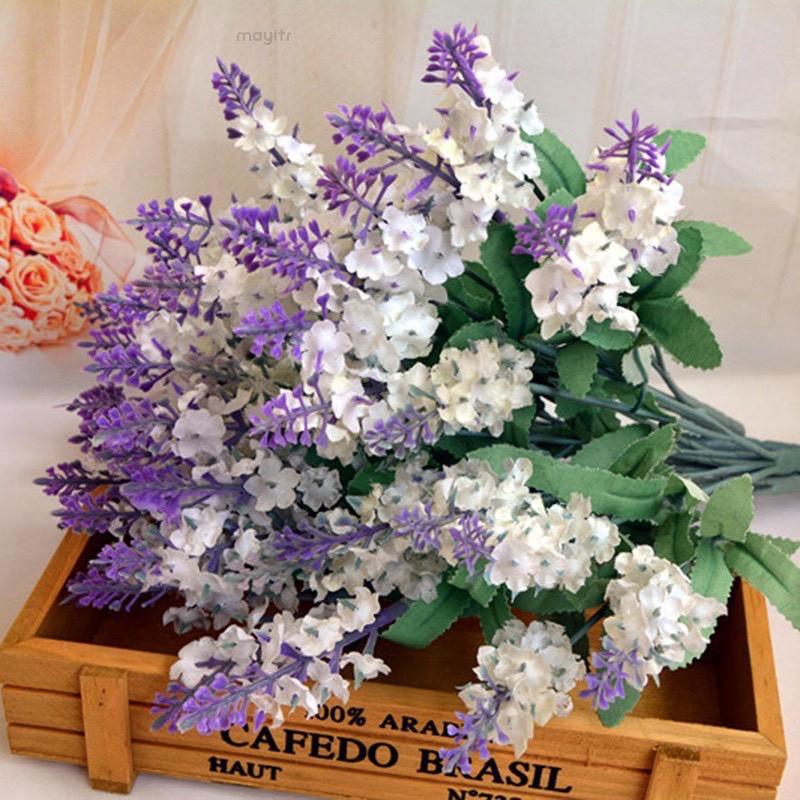 Hoa giả, nhánh hoa lavender oải hương 4 màu siêu đẹp trang trí nhà cửa, quán cafe