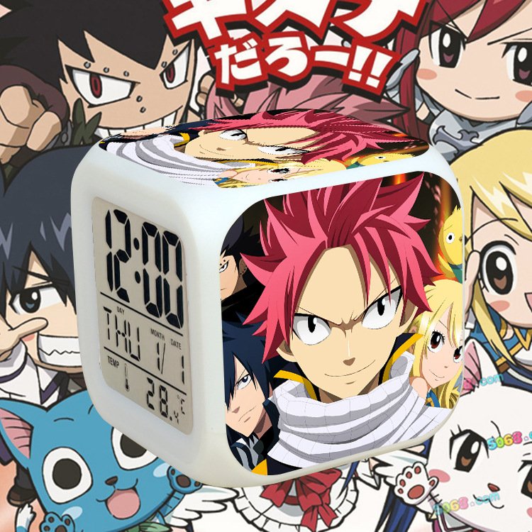 Đồng hồ báo thức để bàn in hình HỘI PHÁP SƯ FAIRY TAIL đèn LED đổi màu anime chibi tiện lợi xinh xắn