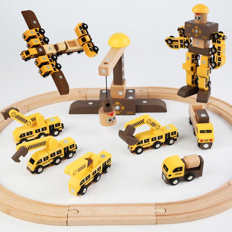 Đồ chơi lắp ráp xe robot từ tính thông minh có đường ray cho trẻ em kích thích tư duy sáng tạo hạn chế bé dùng đện thoại