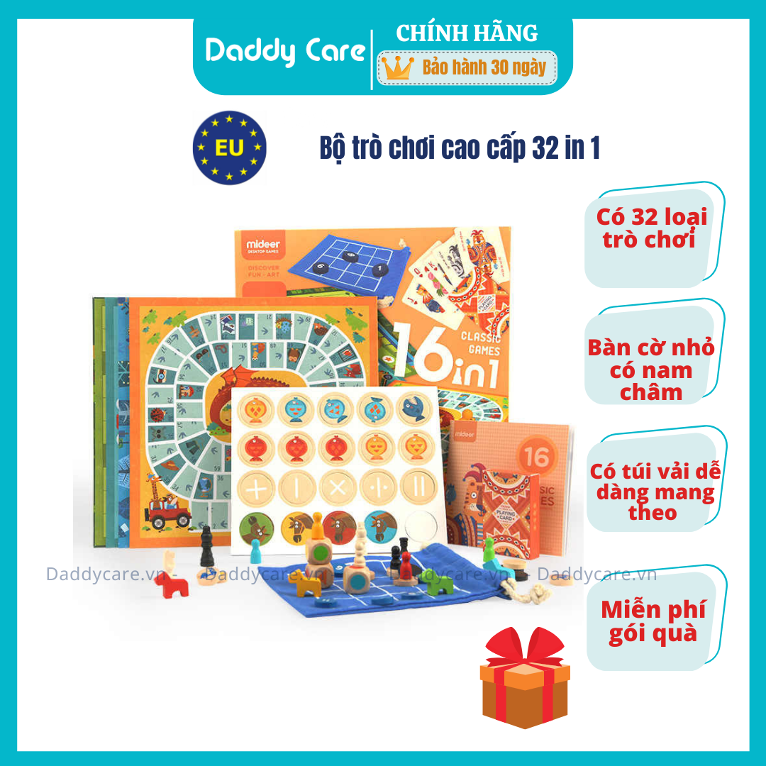 Bộ Cờ Cổ Điển Mideer Classic Games 16 In 1, Đồ Chơi Trí Tuệ Dành Cho Bé Từ 2,3,4,5,6,7 Tuổi