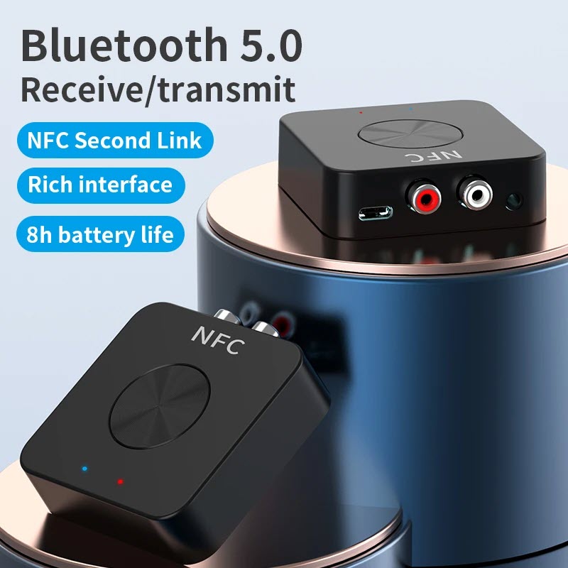 Bộ Thu Phát Âm Thanh 2 Trong 1 BT-21 Công Nghệ Bluetooth 5.0 vs NFC Hỗ Trợ Cổng RCA/AUX Tích Hợp Pin 200mAh