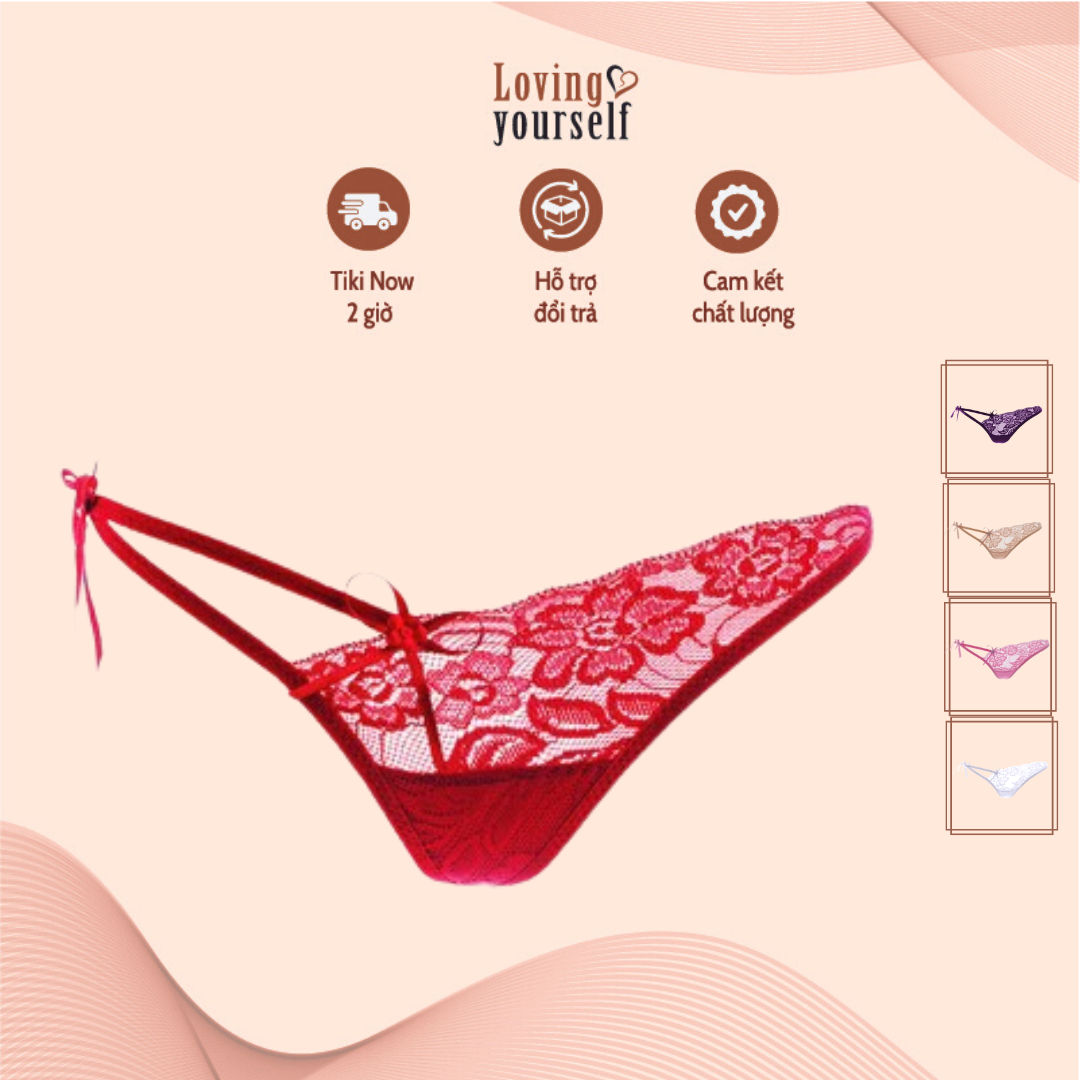 Combo 2 quần lót nữ, quần lọt khe, quần lót tam giác ren xuyên thấu, dây mảnh ngang hông đính nơ quyến rũ và gợi cảm LYEQ050