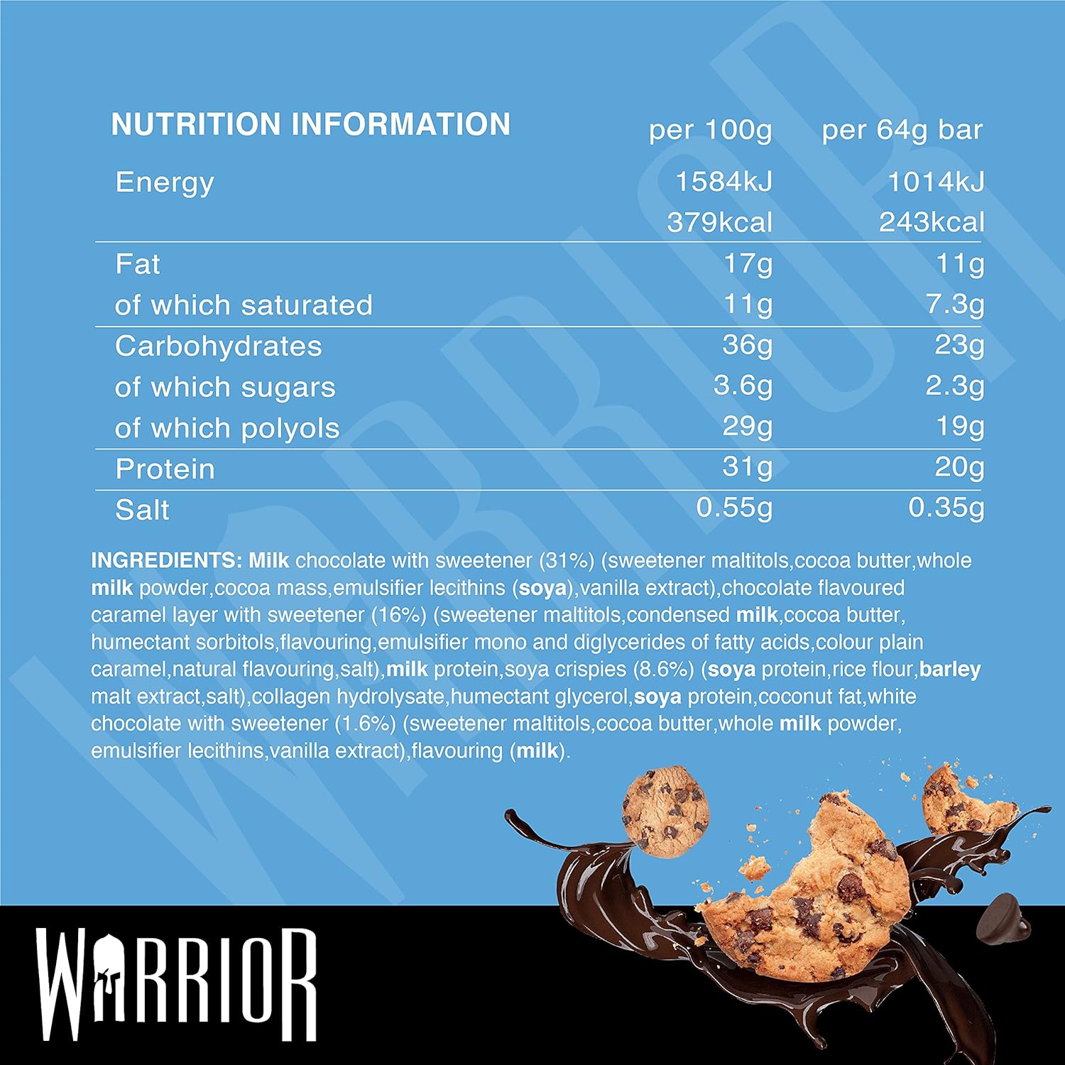 WARRIOR CRUNCH PROTEIN BAR - Bánh Protein Bổ Sung Protein, Phát Triển Cơ Bắp (1Thanh Bar)