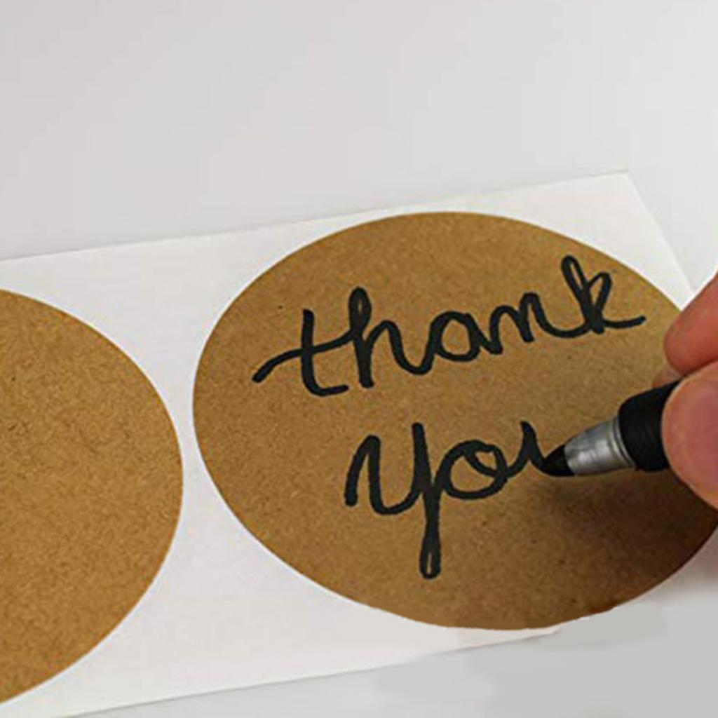 500pcs/Roll Kraft Paper Round Blank Stickers Adhesive Craft Label Brown 25mm