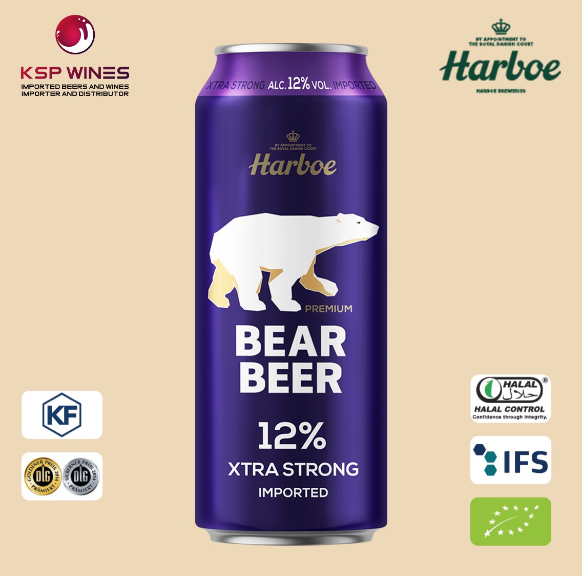 BIA GẤU HARBOE XTRA STRONG 12% 24 LON 500ml