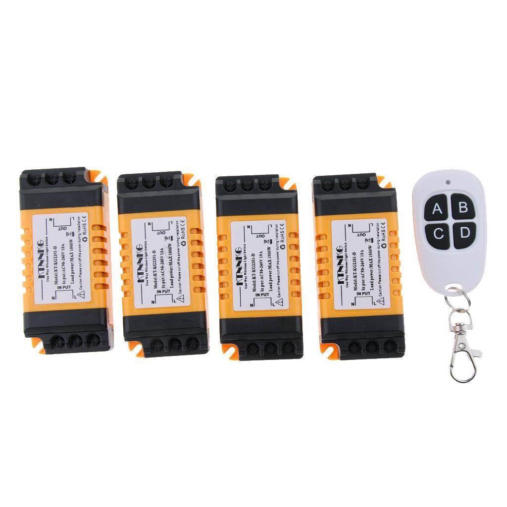 Lamp Relay Switch Wireless RF Remote Control Switch, 4 Receivers, AC 90-260V
