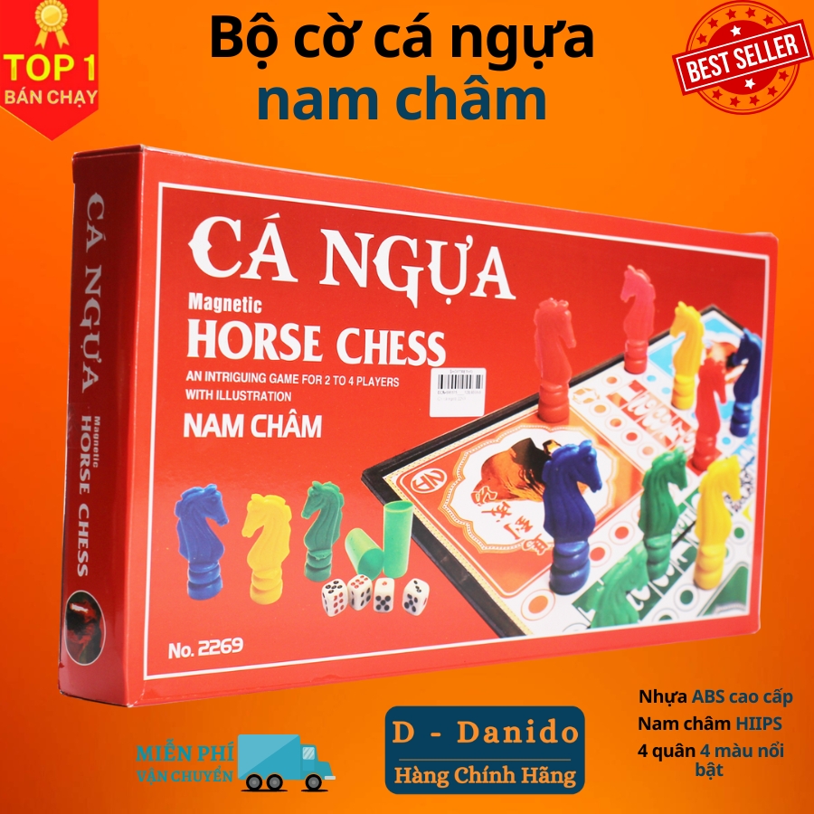 Hình ảnh Bộ Cờ Cá Ngựa – Cờ Cá Ngựa Nam Châm – Chính Hãng An Toàn Vui Nhộn Cho Bé (Vỏ Hộp Màu Ngẫu Nhiên)