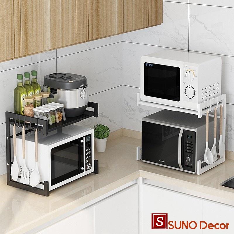 Kệ Để Lò Vi Sóng 2 Tầng Cao Cấp Tự Thay Đổi Kích Thước,Thép Chống Gỉ, Phù Hợp Mọi Loại Lò Vi Sóng
