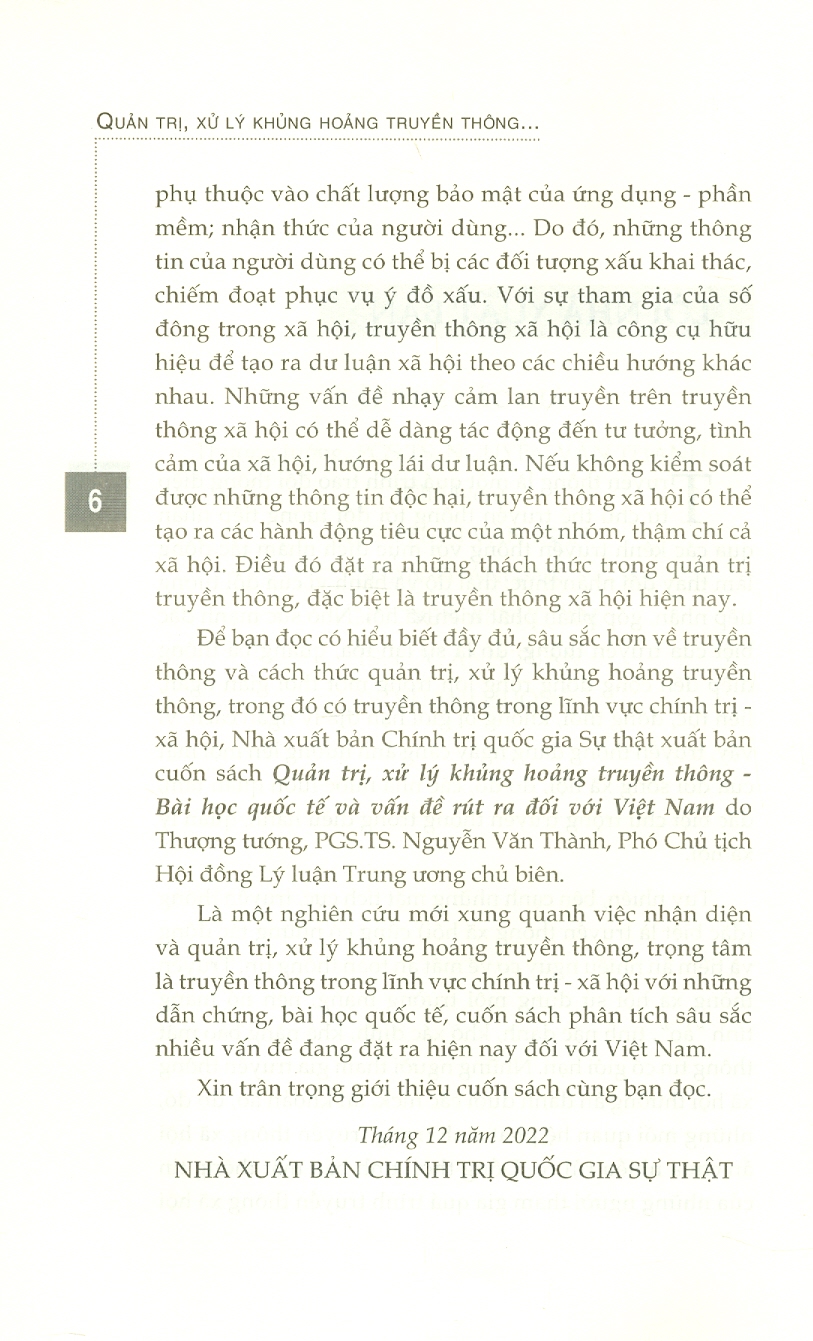 Quản trị, xử lý khủng hoảng truyền thông - Bài học quốc tế và vấn đề rút ra đối với Việt Nam