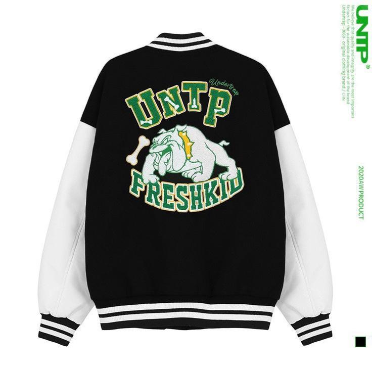 Áo Varsity Jacket UNDERTRAP DOG ullzang - Áo Khoác Bomber phối bo Siêu Hot ( có form rộng XL ) - OCEAN.CLO