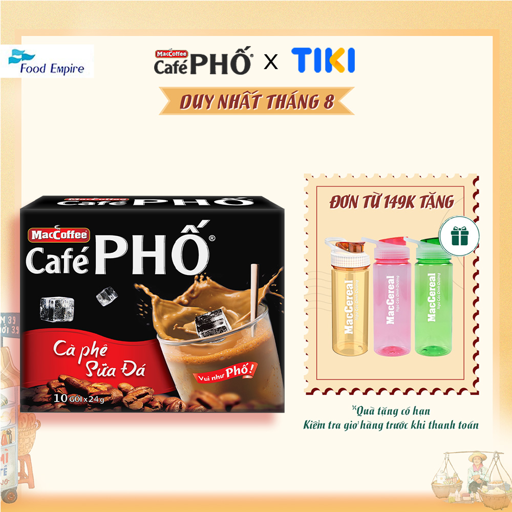 Cà phê Phố Sữa Đá - Maccoffee (hộp 10 gói x 24g)