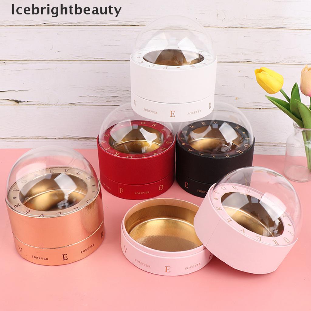 Icebrightbeauty 1pc Chocolates Box Flower Box Round Handle Transparent Gift Box Packing Box VN