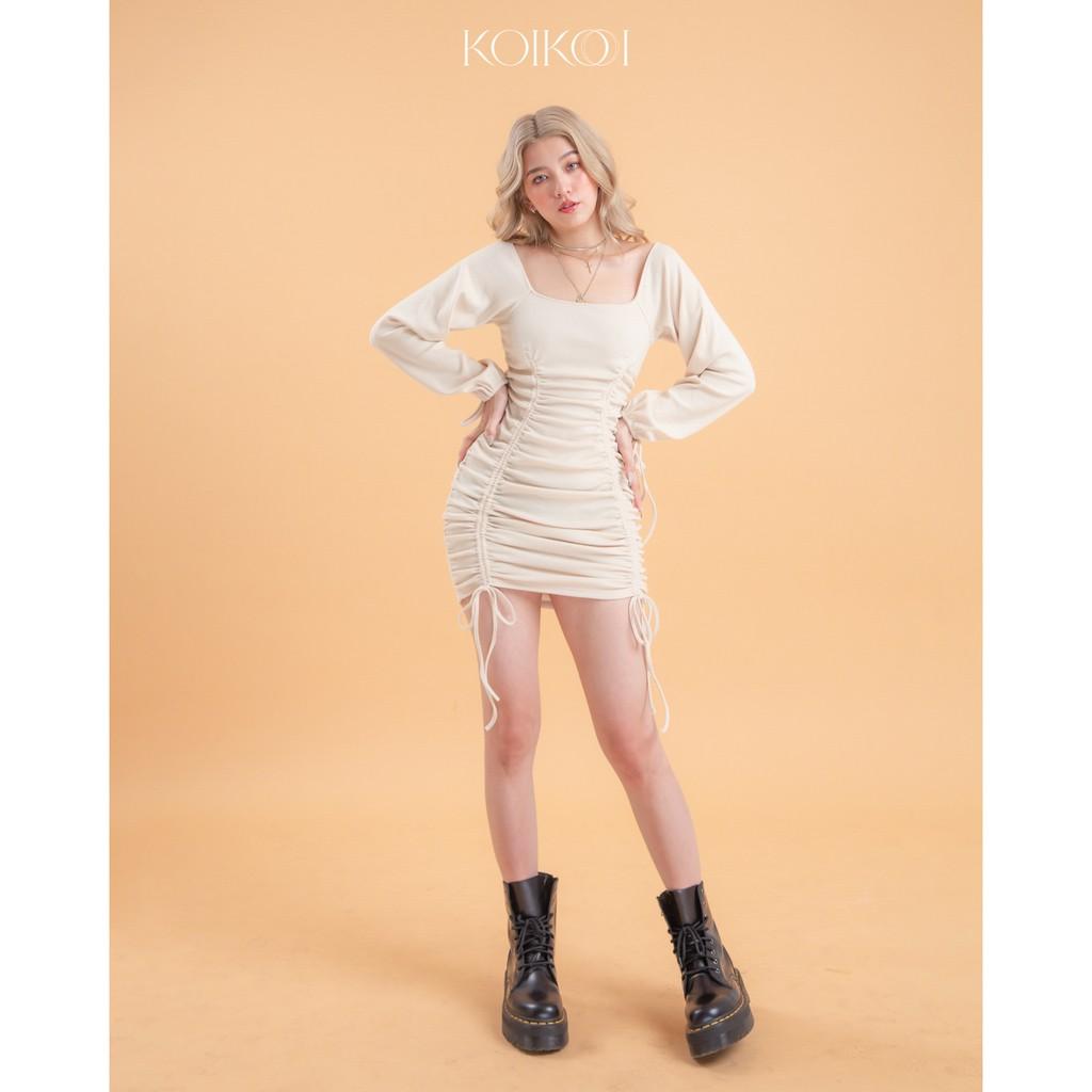 Đầm tay rút dún, tay phồng rút dây