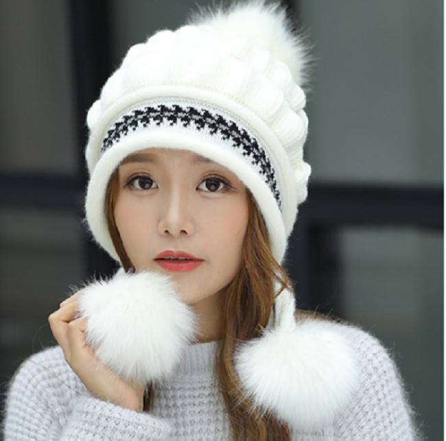Bộ mũ len nữ+ găng tay phong cách Hàn cao cấp có lót nỉ