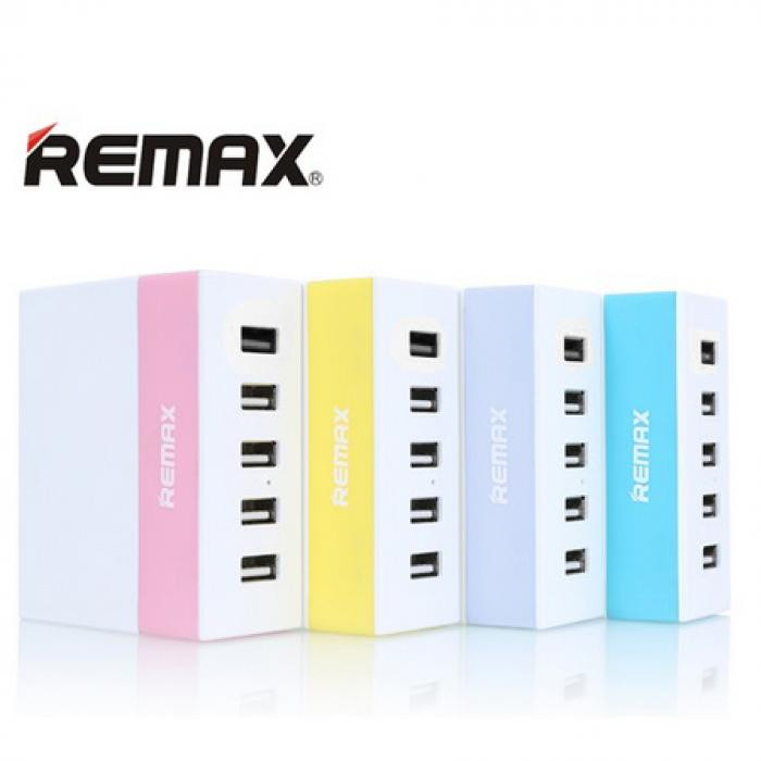 Kết quả hình ảnh cho Adapter Sạc 5 Cá»ng USB Remax RU - U1