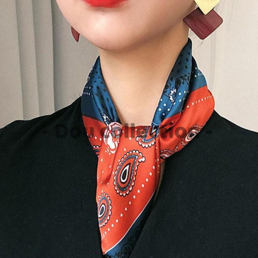 Khăn Lụa Vuông Họa Tiết Thổ Cẩm Ô Vuông - Chất Liệu Chiffon - 70x70cm - Mã KL013