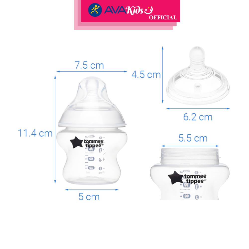 Bình sữa nhựa PP Tommee Tippee Natural Start 423901 cổ rộng 150 ml (0 - 3 tháng) - Hàng Chính Hãng