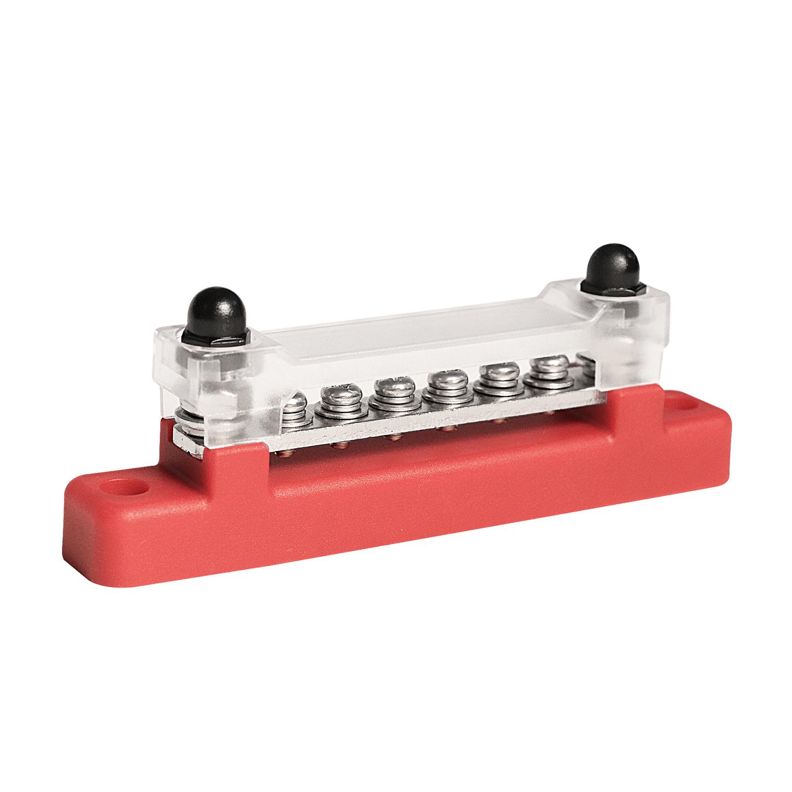 6 Terminal Single-row Bus Bar 150A BusBar Block with Cover, Ground Distribution, Power Distribution Terminal Block