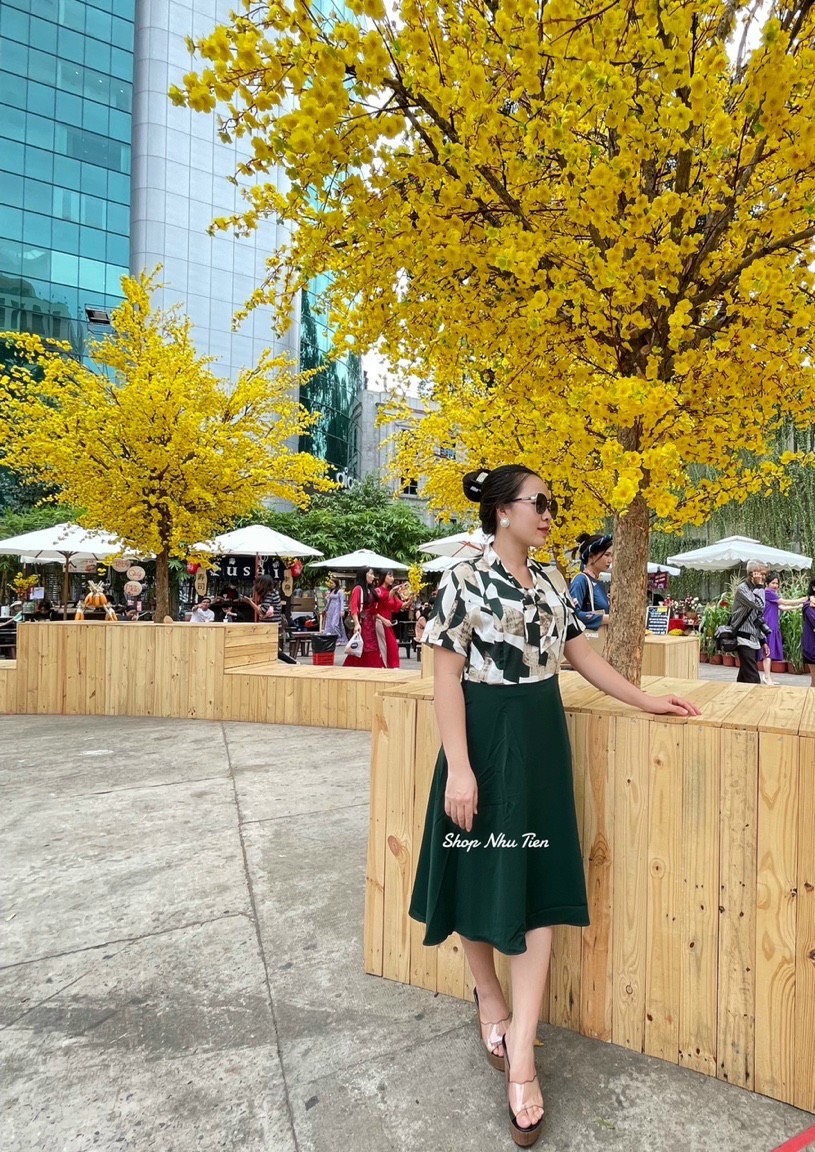 Đầm trung niên lụa có dây kéo