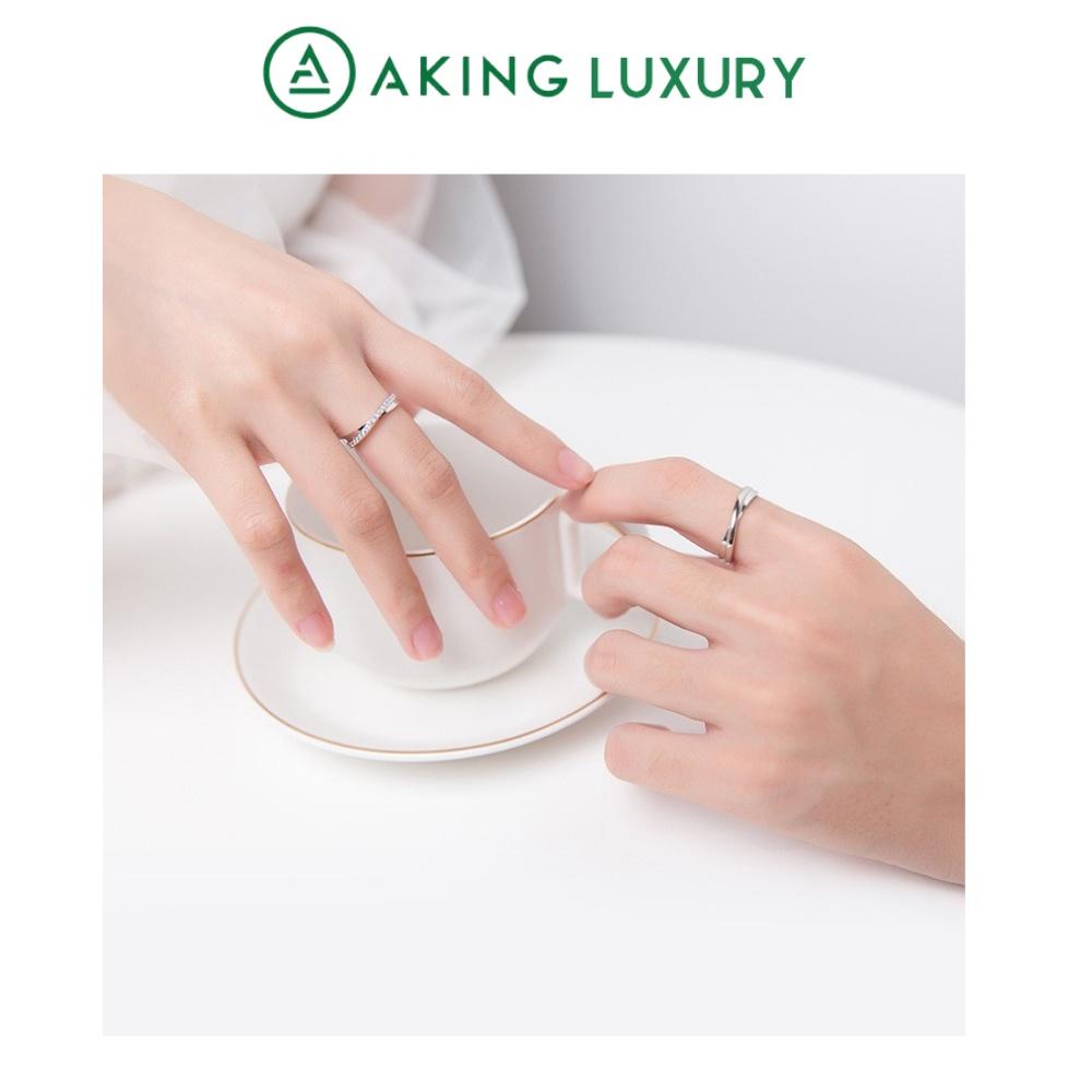 Nhẫn đôi AK05 cao cấp, nhẫn bạc nam đơn giản, nhẫn bạc nữ đính đá đẹp. Nhẫn cặp mới nhất 2021