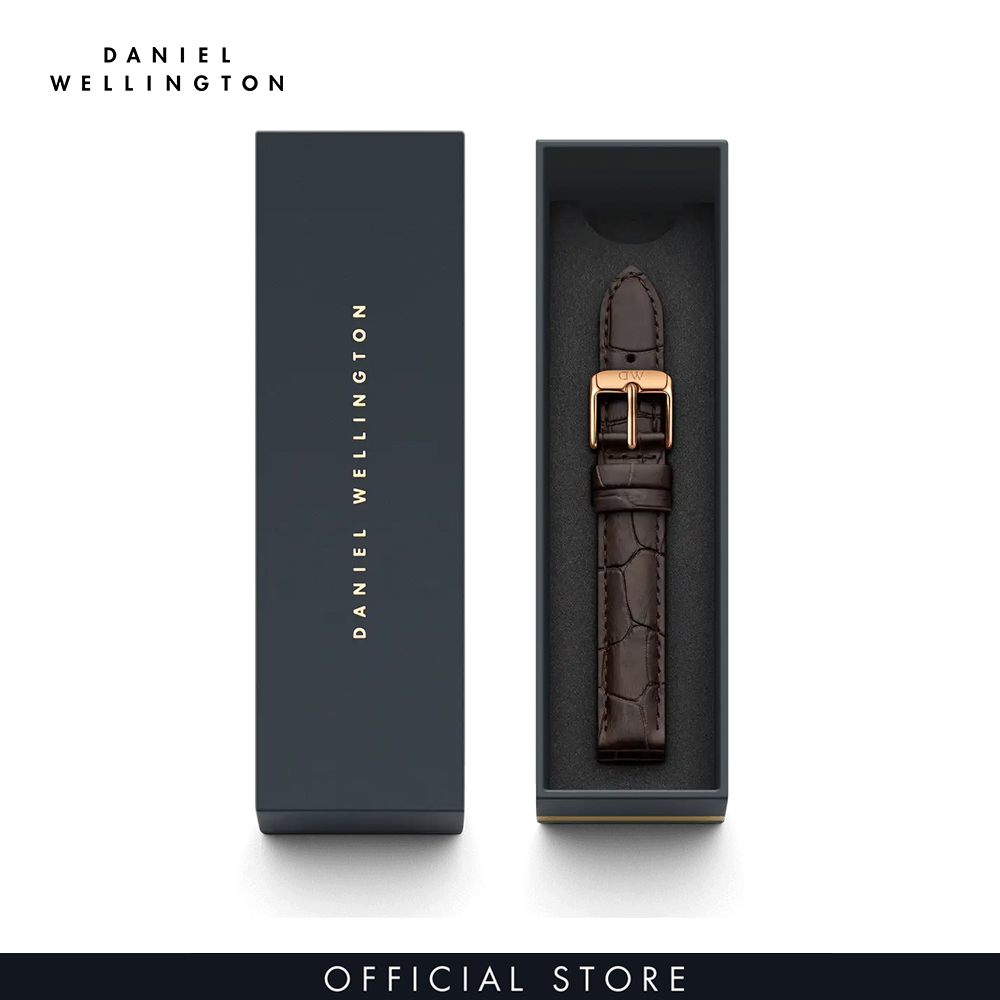 Dây da đồng hồ Daniel Wellington 14mm khóa màu vàng hồng - Cho đồng hồ Petite York 32mm - DW00200146