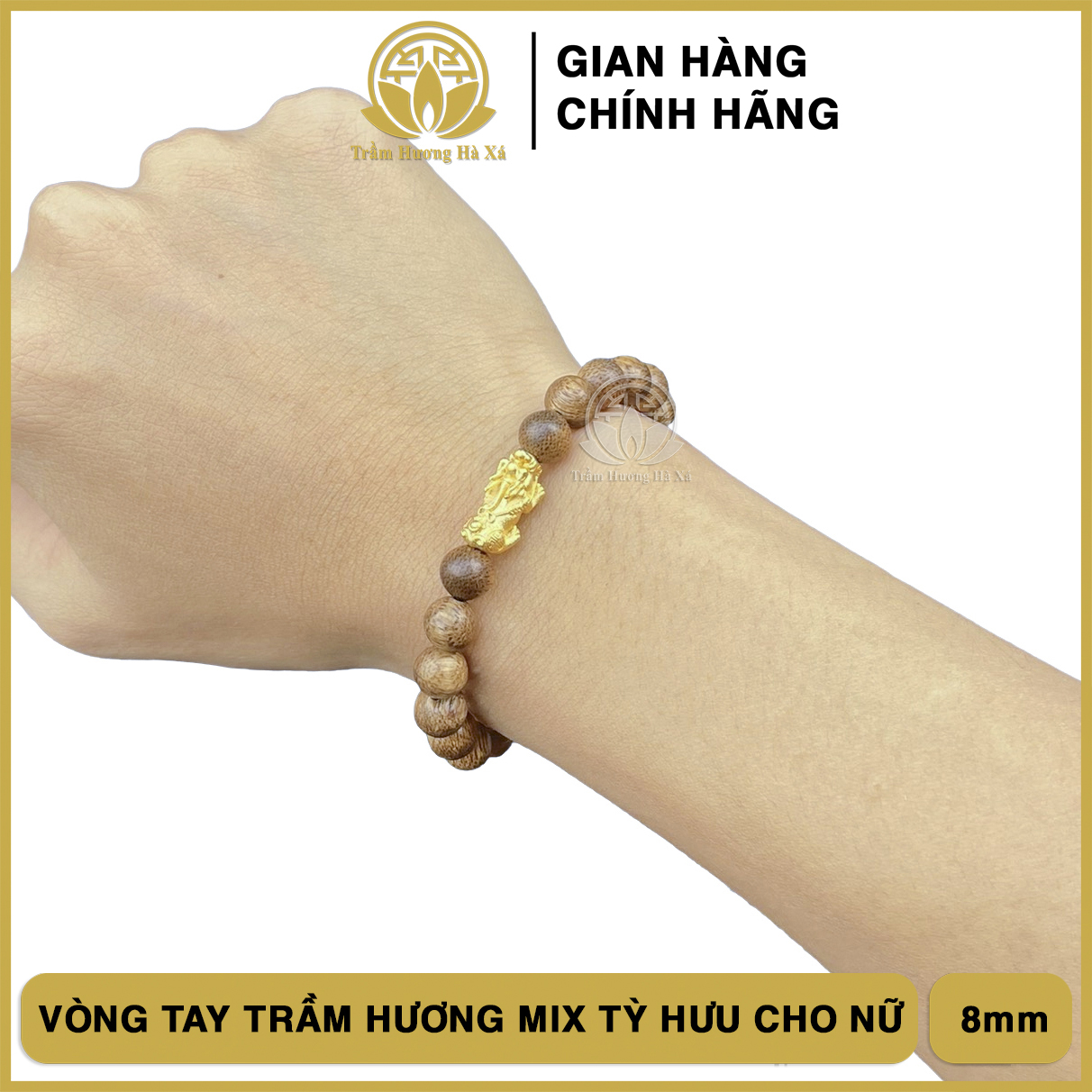 Vòng tay tỳ hưu đồng phong thủy trầm hương HÀ XÁ đeo tay cặp đôi nam nữ may mắn tài lộc