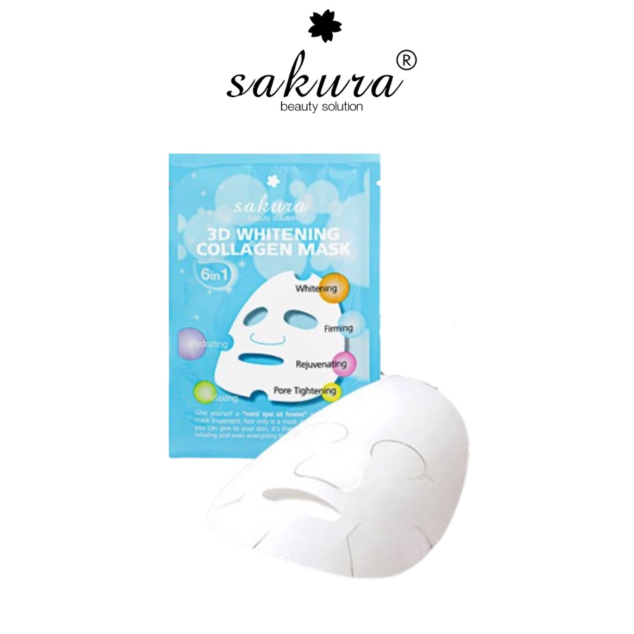 Mặt nạ trắng da Sakura 3D Whitening Collagen Mask Nhật Bản - 1 miếng 25ml