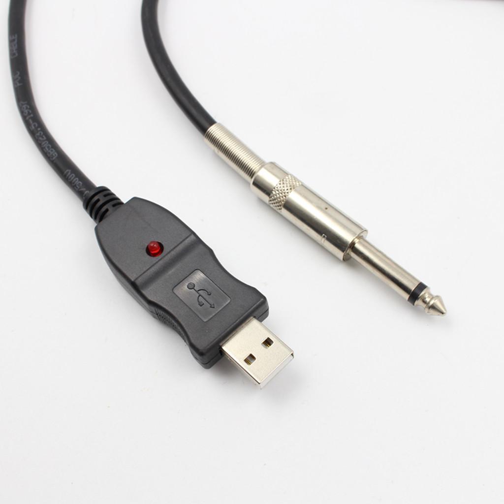 9.8ft Guitar Bass 6.5mm Jack To USB Link Connection Instrument Cable Adapter