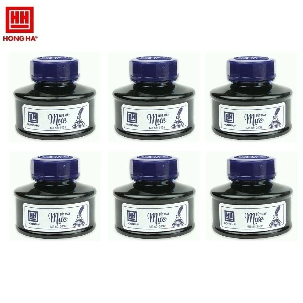 Lốc 6 lọ mực bút máy Hồng Hà 3432 / 3457 - Mực dùng cho các bút mực