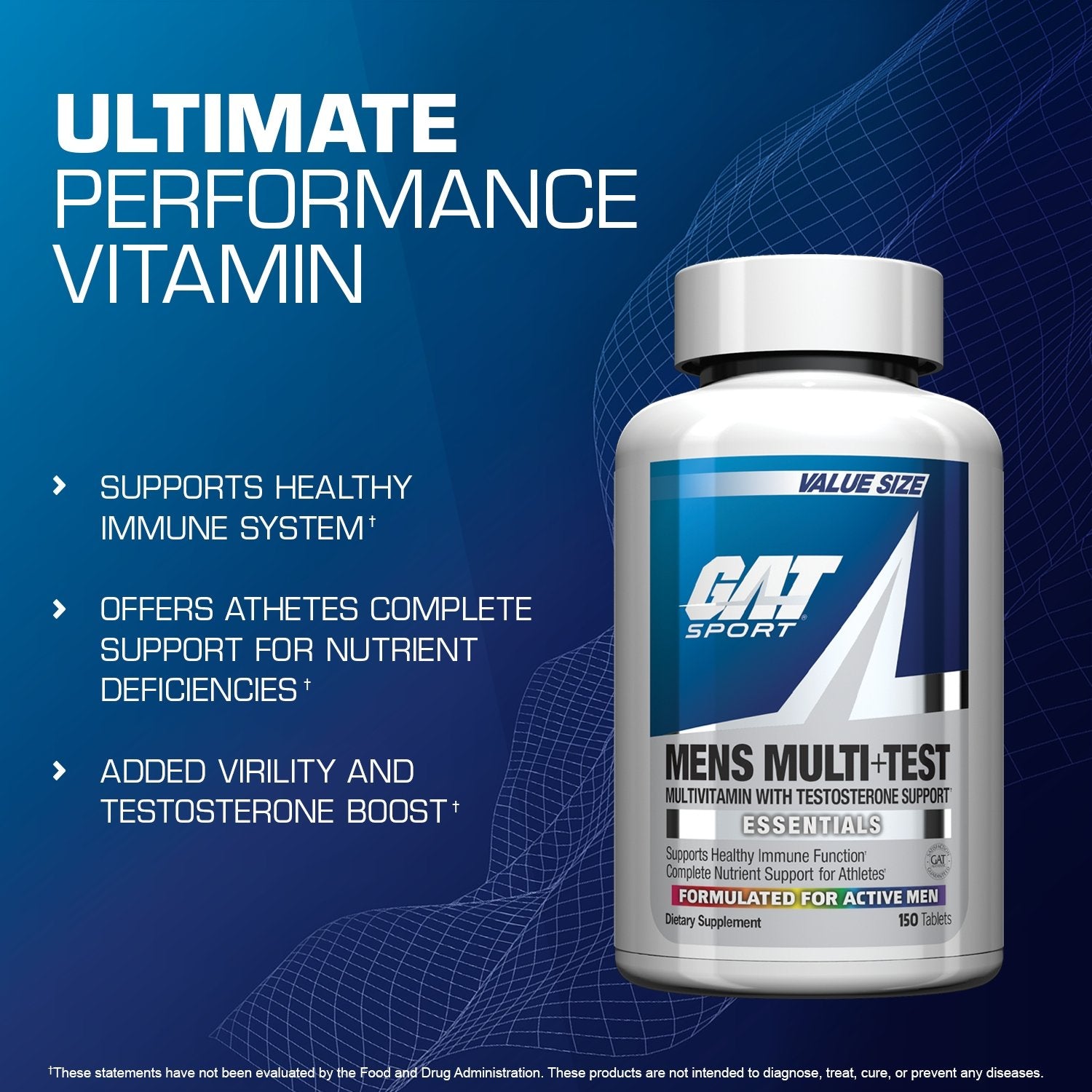 Gat Sport Men Multi+ Test 150 Viên Uống Hỗ Trợ Tăng Testosterone Tăng Sinh Lý Cho Nam