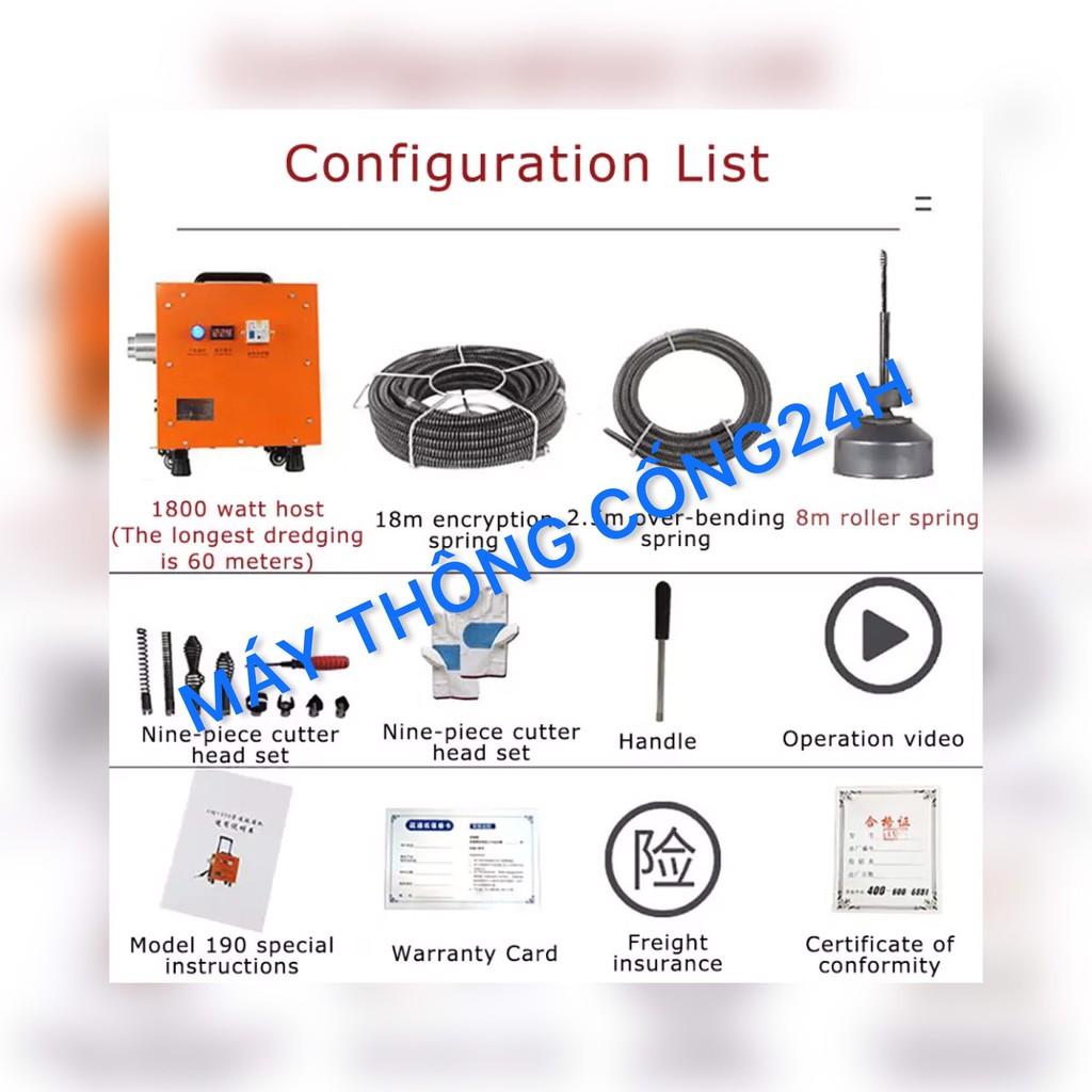 Máy thông tắc cống, đường ống GQ 190-1800w dòng máy ưu việt dây lò xo tự động đi vào đường ống