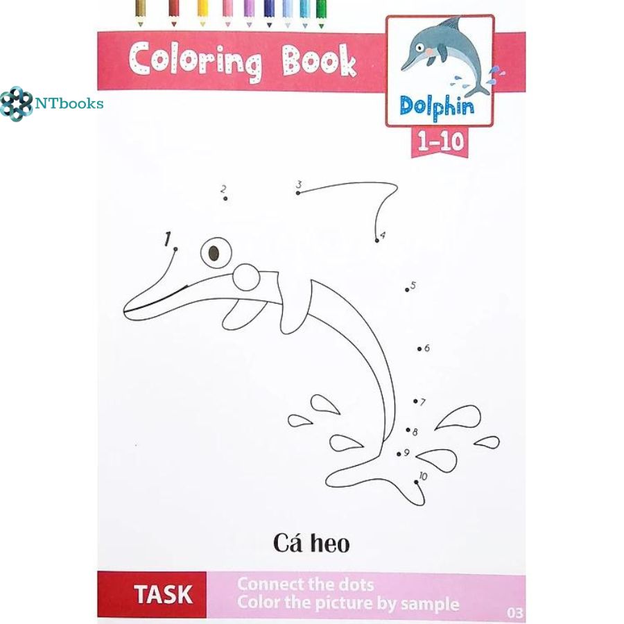 Combo 2 cuốn Nối Số Và Tô Màu Thông Minh: Thế Giới Động Vật - Động Vật Biển Tập 1 + Tập 2