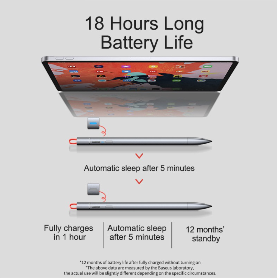 Bút Cảm Ứng Baseus Square Line Capacitive Stylus Pen Sử Dụng Pin Sạc 140mah - Hàng Chính Hãng