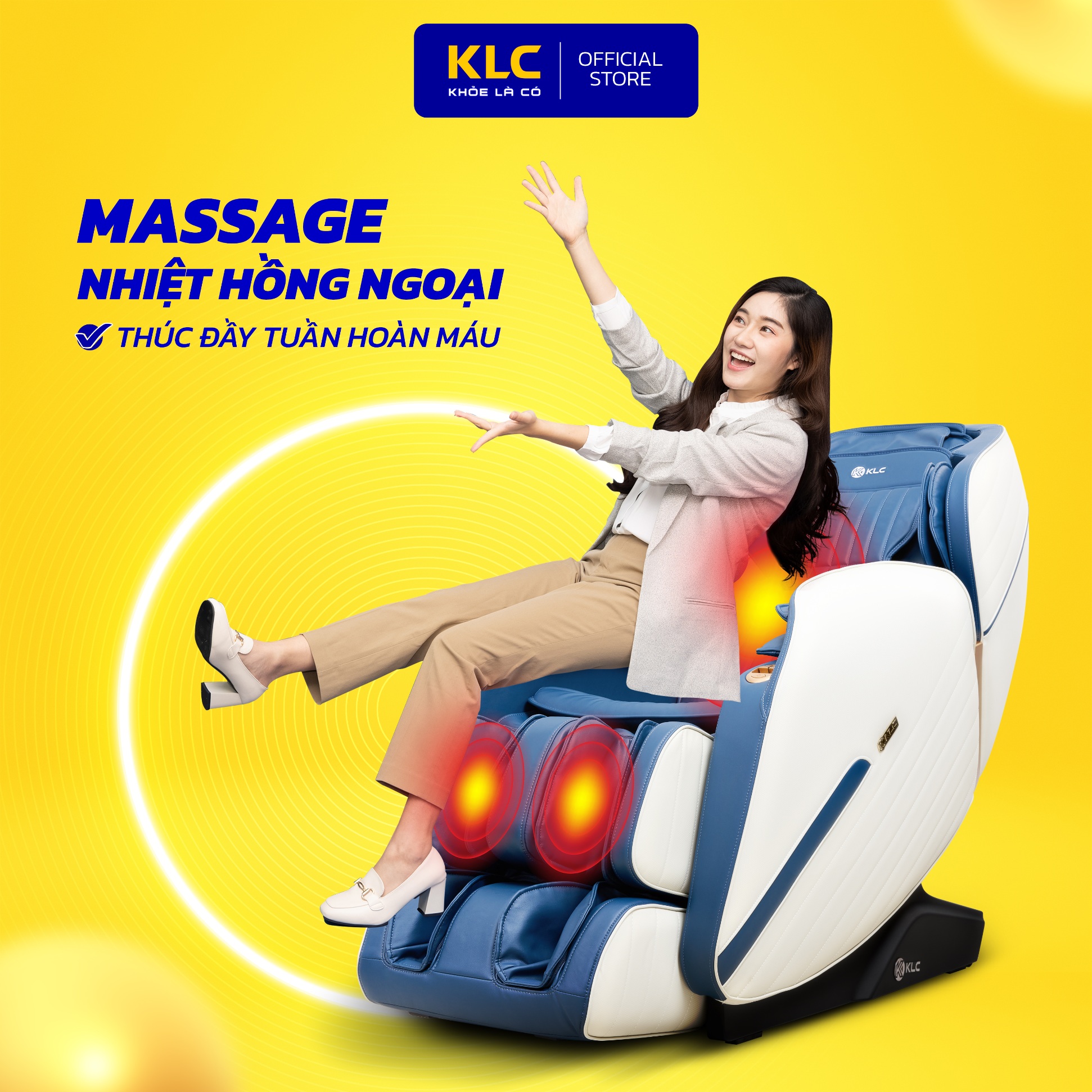 Ghế massage toàn thân KLC K8888 New, Công nghệ nhiệt hồng ngoại kết hợp điều khiển giọng nói, con lăn 4D