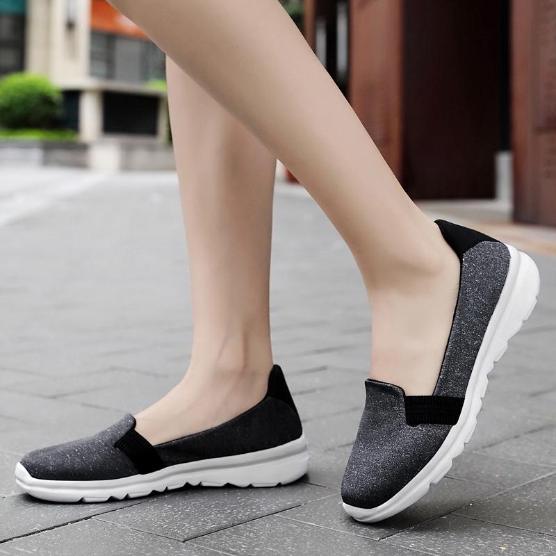 Omengi 2020 Fashion women outdoor soft sport shoes casual breathable black flat shoes