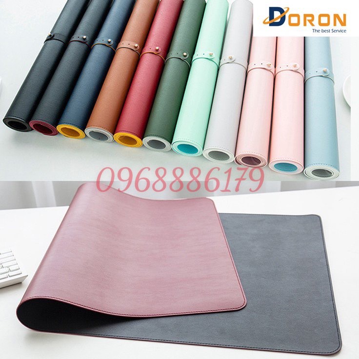 Miếng Lót Chuột Bo Viền Mềm Mịn Dùng Được 2 Mặt, Thảm Da Deskpad Cỡ Lớn, Da PU Chống Nước - Hàng Chính Hãng