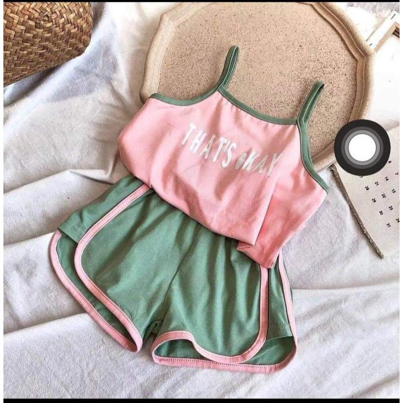 Đồ Bộ Bé Gái 2 Dây Chất Cotton