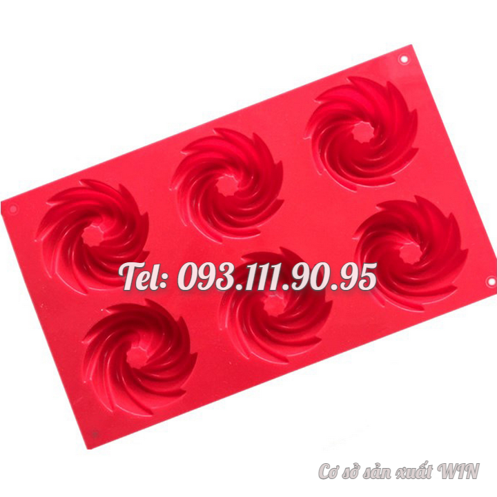 Khuôn silicon làm bánh, rau câu, socola 6 hình xoáy – Mã số 1377